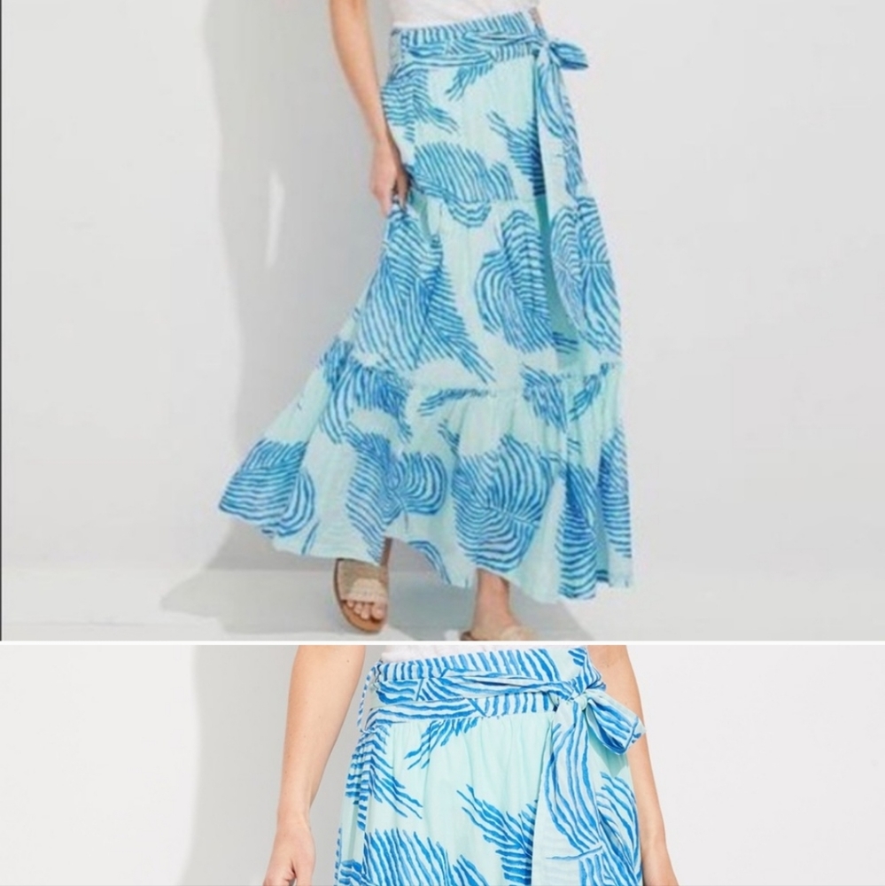 Vineyard Vines palm frond tiered maxi skirt